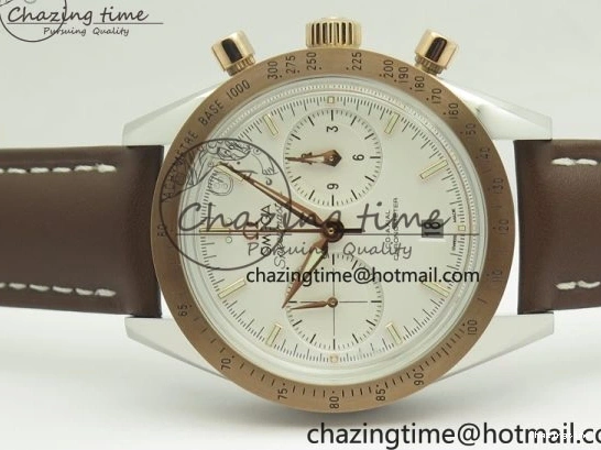 0324 Minimalist Speedmaster ’57 Co-Axial SS RG OMF 1:1 Best Edition White Dial On Leather Strap A9300 (Free Leather Strap) 8072